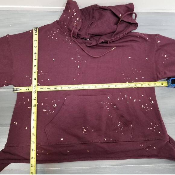 Felina Hoodie Soft Stretchy Size Medium Burgundy & Metallic Foil Print - Picture 8 of 9